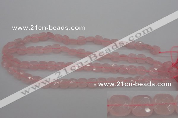 CRQ366 15.5 inches 10*10mm faceted square rose quartz beads