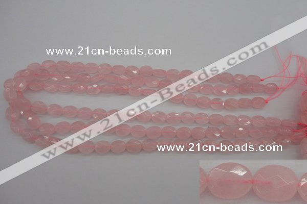 CRQ372 15.5 inches 8*10mm faceted oval rose quartz beads wholesale