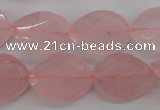 CRQ375 15.5 inches 15*20mm faceted & twisted oval rose quartz beads