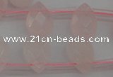 CRQ378 15.5 inches 8*12mm faceted briolette rose quartz beads