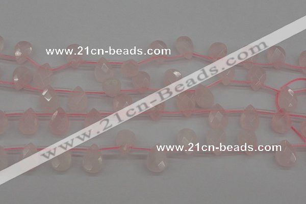 CRQ378 15.5 inches 8*12mm faceted briolette rose quartz beads