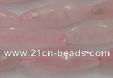 CRQ381 15.5 inches 10*30mm faceted rice rose quartz beads