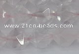 CRQ403 15.5 inches 10mm faceted nuggets rose quartz beads