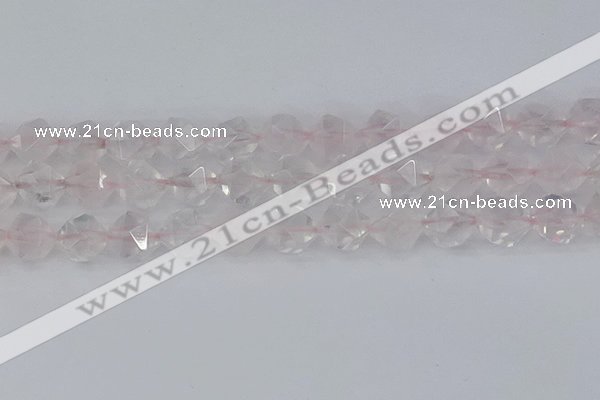 CRQ404 15.5 inches 12mm faceted nuggets rose quartz beads