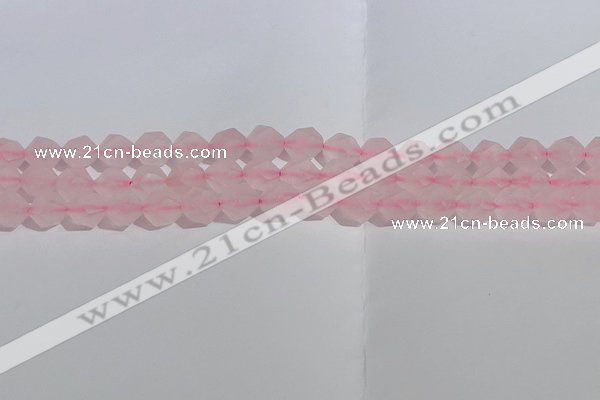 CRQ407 15.5 inches 8mm faceted nuggets matte rose quartz beads