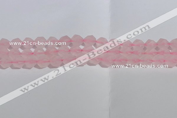 CRQ408 15.5 inches 10mm faceted nuggets matte rose quartz beads