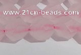 CRQ409 15.5 inches 12mm faceted nuggets matte rose quartz beads