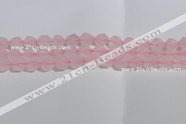 CRQ409 15.5 inches 12mm faceted nuggets matte rose quartz beads