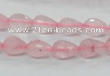 CRQ42 15.5 inches 8*12mm faceted teardrop natural rose quartz beads