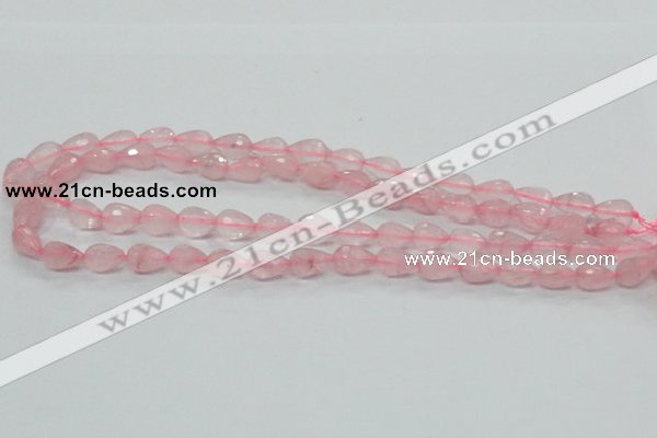 CRQ42 15.5 inches 8*12mm faceted teardrop natural rose quartz beads