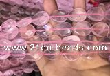 CRQ423 15.5 inches 15*20mm faceted flat teardrop rose quartz beads