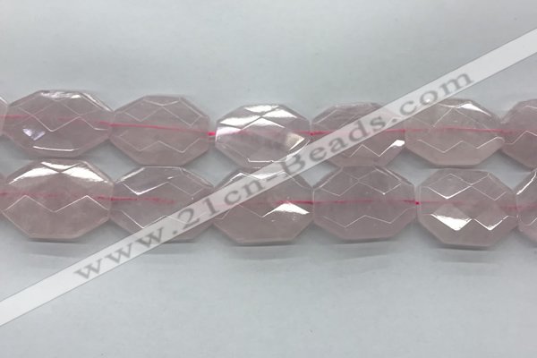 CRQ428 30*38mm - 30*40mm faceted octagonal rose quartz beads