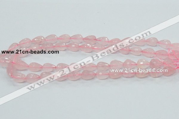 CRQ43 15.5 inches 10*14mm faceted teardrop natural rose quartz beads