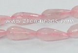 CRQ44 15.5 inches 8*20mm faceted teardrop natural rose quartz beads