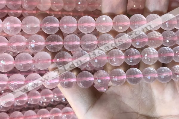 CRQ445 15.5 inches 10mm faceted round rose quartz beads