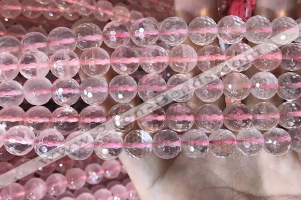 CRQ446 15.5 inches 10mm faceted round rose quartz beads