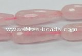 CRQ45 15.5 inches 10*30mm faceted teardrop natural rose quartz beads