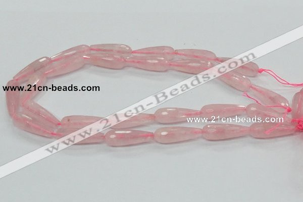 CRQ45 15.5 inches 10*30mm faceted teardrop natural rose quartz beads