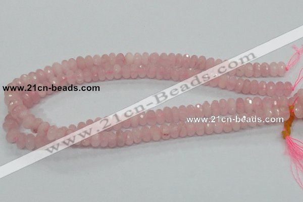 CRQ48 15.5 inches 6*10mm faceted rondelle natural rose quartz beads