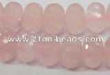 CRQ50 15.5 inches 10*16mm faceted rondelle natural rose quartz beads