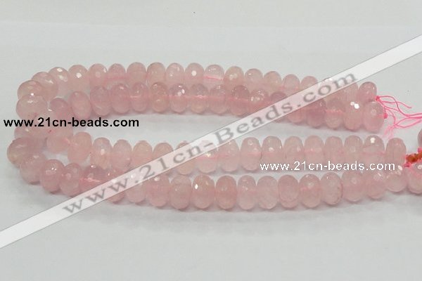 CRQ50 15.5 inches 10*16mm faceted rondelle natural rose quartz beads