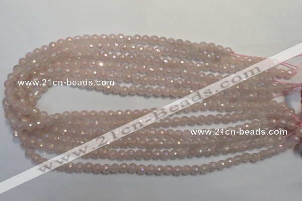 CRQ511 15.5 inches 6mm faceted round AB-color rose quartz beads