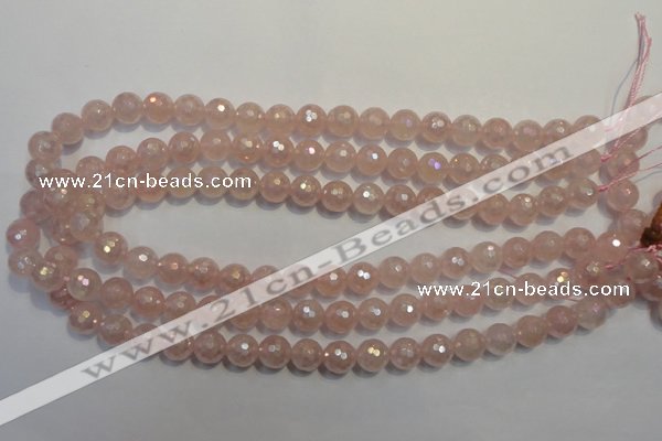 CRQ513 15.5 inches 10mm faceted round AB-color rose quartz beads