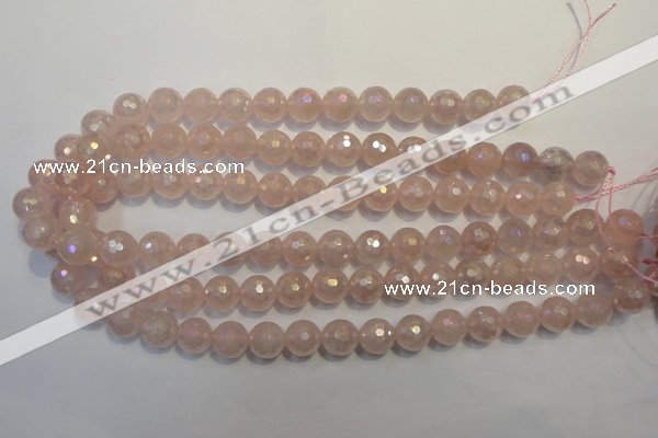 CRQ514 15.5 inches 12mm faceted round AB-color rose quartz beads