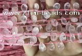 CRQ559 Top drilled 8*12mm faceted briolette rose quartz beads