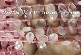 CRQ560 Top drilled 10*14mm faceted briolette rose quartz beads