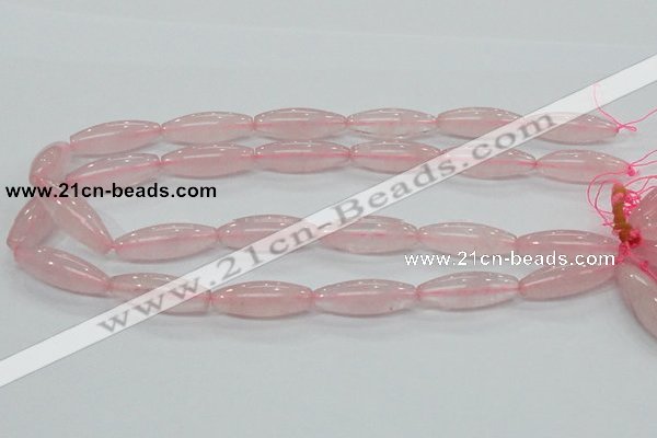 CRQ57 15.5 inches 10*30mm rice natural rose quartz beads wholesale