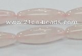 CRQ58 15.5 inches rice 10*30mm natural rose quartz beads wholesale