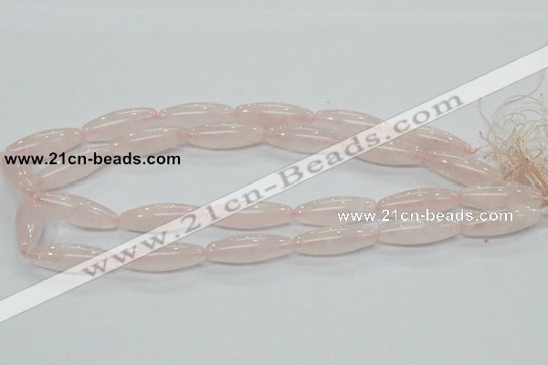 CRQ58 15.5 inches rice 10*30mm natural rose quartz beads wholesale
