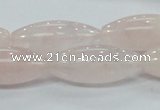 CRQ59 15.5 inches 12*30mm rice natural rose quartz beads wholesale