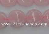 CRQ602 15.5 inches 15mm flat round rose quartz beads wholesale