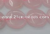 CRQ603 15.5 inches 18mm flat round rose quartz beads wholesale