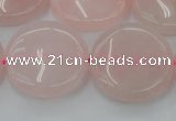 CRQ605 15.5 inches 25mm flat round rose quartz beads wholesale