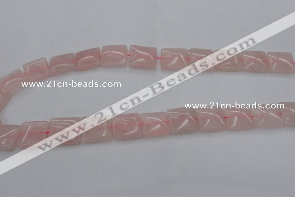 CRQ624 15.5 inches 16*16mm square rose quartz beads wholesale