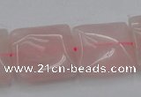 CRQ626 15.5 inches 20*20mm square rose quartz beads wholesale