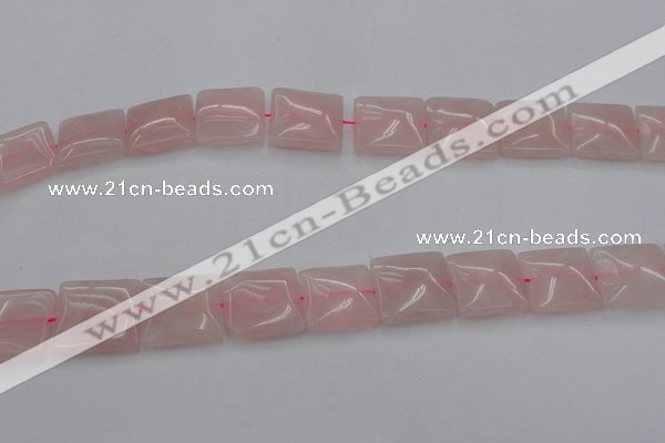 CRQ626 15.5 inches 20*20mm square rose quartz beads wholesale