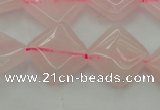 CRQ638 15.5 inches 14*14mm diamond rose quartz beads wholesale