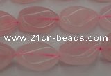 CRQ640 15.5 inches 13*18mm twisted flat teardrop rose quartz beads