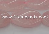 CRQ645 15.5 inches 18*25mm twisted oval rose quartz beads