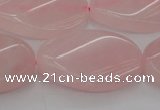 CRQ646 15.5 inches 20*30mm twisted oval rose quartz beads