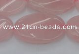 CRQ647 15.5 inches 25*35mm twisted oval rose quartz beads