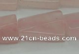 CRQ650 15.5 inches 18*25mm twisted rectangle rose quartz beads