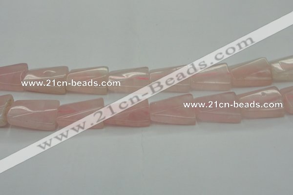 CRQ650 15.5 inches 18*25mm twisted rectangle rose quartz beads