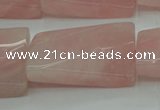 CRQ651 15.5 inches 20*30mm twisted rectangle rose quartz beads