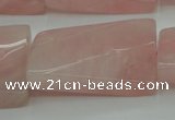 CRQ652 15.5 inches 25*35mm twisted rectangle rose quartz beads