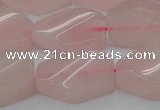 CRQ653 15.5 inches 15*20mm twisted hexagon rose quartz beads